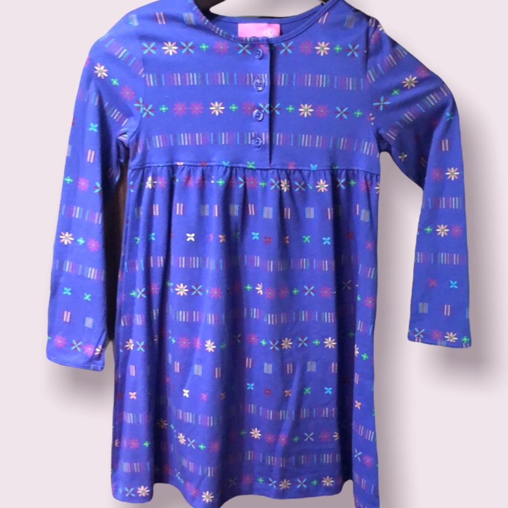J. Khaki Kids size 5 t-shirt dress. Long sleeve purple print